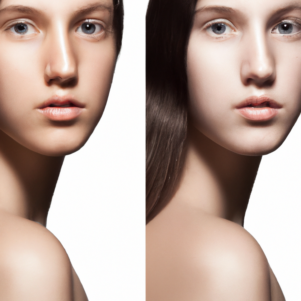 Ethical retouching concept with subtle before and after overlay